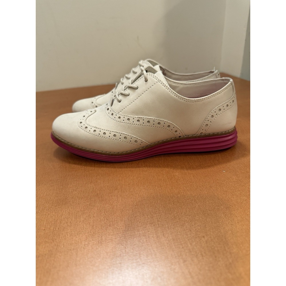 Cole Haan Original Grand Shoes Womens Size 5.5 Wingtip Oxford White Pink W24361 - Picture 5 of 10